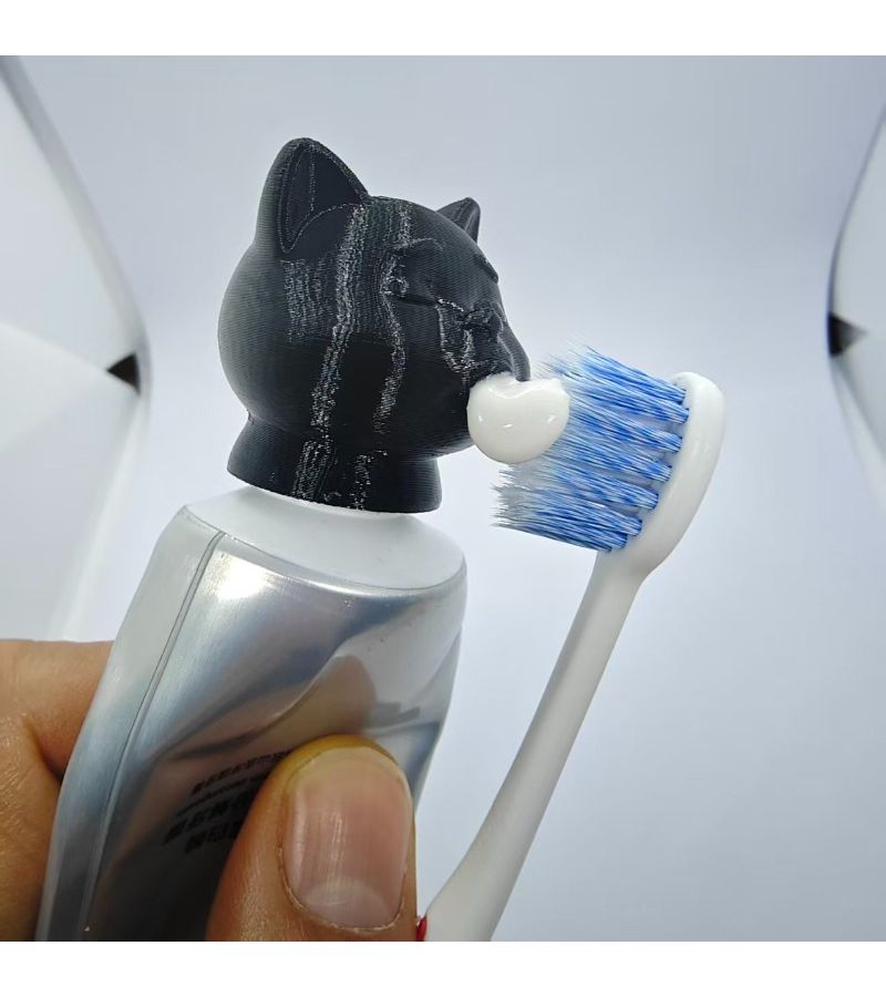 Cat Shaped Toothpaste Dispenser 2 White Fun Bathroom Decor For Pet Lovers Creative Gadget Makes Brushing Enjoyable No Waste Design Durable Easy Clean Great Gift - Image 2