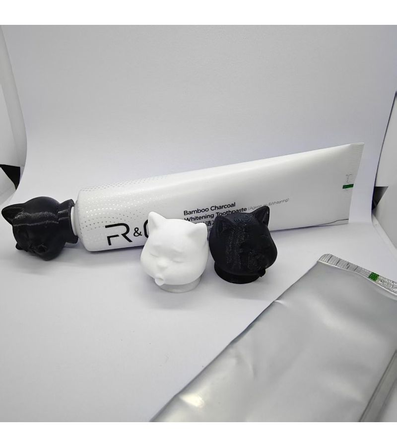 Cat Shaped Toothpaste Dispenser 2 White Fun Bathroom Decor For Pet Lovers Creative Gadget Makes Brushing Enjoyable No Waste Design Durable Easy Clean Great Gift - Image 1