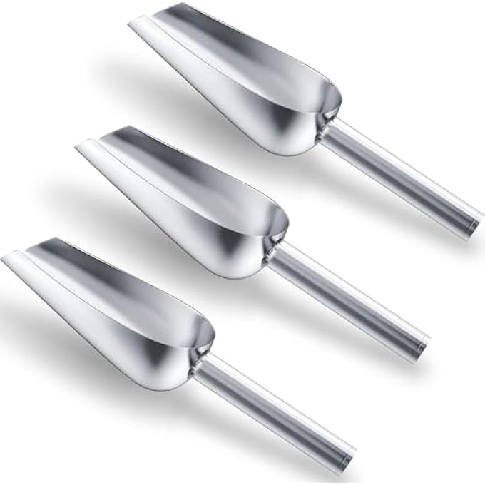 ريحني مجموعة مغرفة الثلج 3 قطع من الفولاذ المقاوم للصدأ من الفولاذ المقاوم للصدأ أداة مغرفة الطعام لحلوى مكعب ثلج طعام جاف دقيق فشار 8910 بوصة - Image 1
