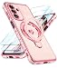 Liufcx for Samsung Galaxy A17 5G Phone Case with Screen ProtectorCute Love Heart PatternRing Metal KickstandPlated Gold Edge Soft TPU Full Camera Protection Cover for Galaxy A17 5G Pink - Image 2
