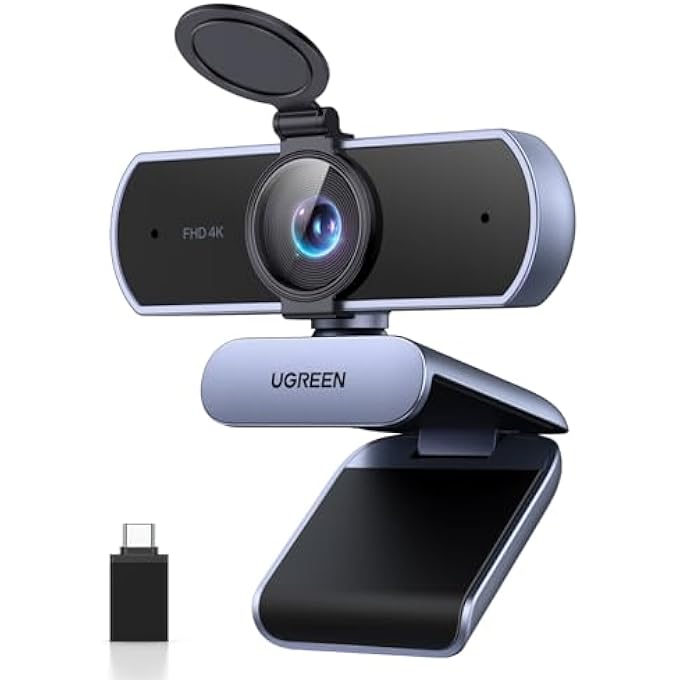 rayihni 4K WEBCAM WITH MICROPHONE, BUILT-IN PRIVACY COVER, AUTOFOCUS STREAMING WEBCAM, 70°FOV COMPUTER CAMERA, PLUG AND PLAY USB WEBCAM FOR ONLINE CALLING/CONFERENCING, ZOOM/FACETIME/YOUTUBE, LAPTOP/PC - Image 1