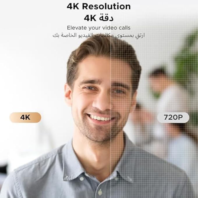 rayihni 4K WEBCAM WITH MICROPHONE, BUILT-IN PRIVACY COVER, AUTOFOCUS STREAMING WEBCAM, 70°FOV COMPUTER CAMERA, PLUG AND PLAY USB WEBCAM FOR ONLINE CALLING/CONFERENCING, ZOOM/FACETIME/YOUTUBE, LAPTOP/PC - Image 2