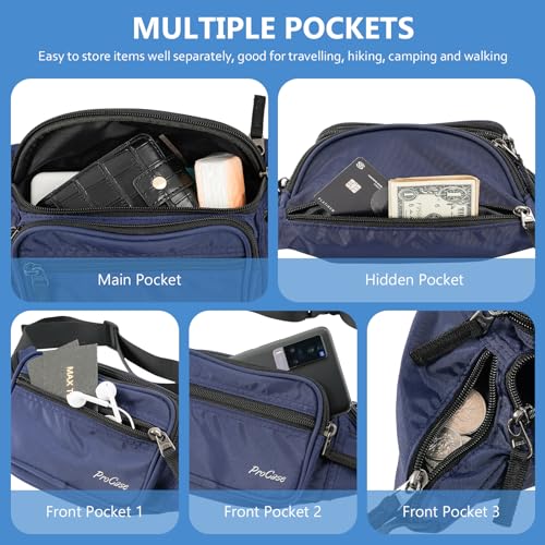 ProCase Fanny Pack Waist Packs for Men Women, Waist Bag Hip Pack for Travel Hiking Running Outdoor Sports -Navy, Medium - Image 4