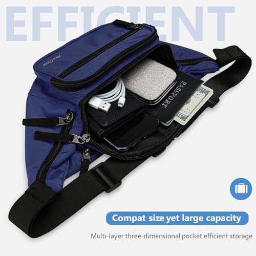 ProCase Fanny Pack Waist Packs for Men Women, Waist Bag Hip Pack for Travel Hiking Running Outdoor Sports -Navy, Medium - Image 3