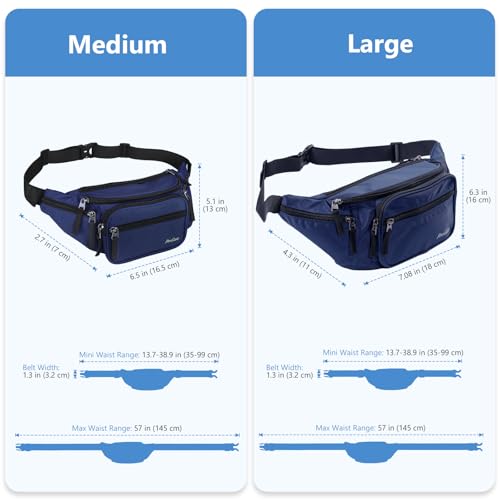 ProCase Fanny Pack Waist Packs for Men Women, Waist Bag Hip Pack for Travel Hiking Running Outdoor Sports -Navy, Medium - Image 5