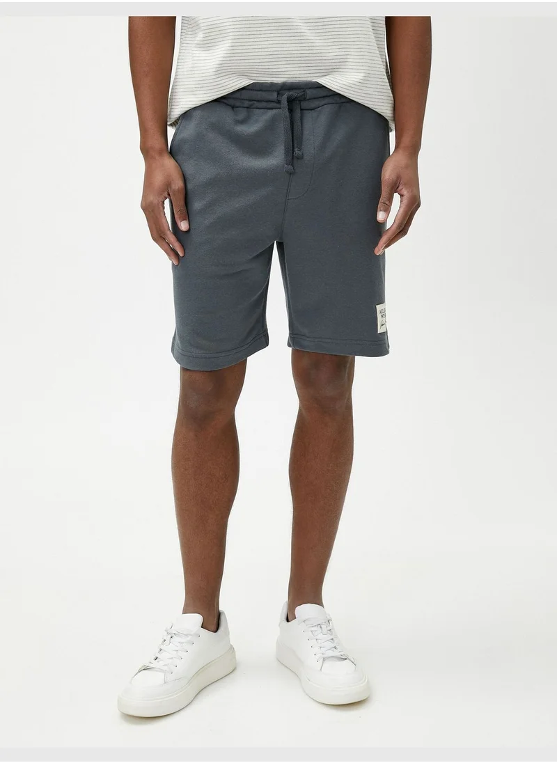 KOTON Drawstring Shorts Tag Printed Pocket Detailed