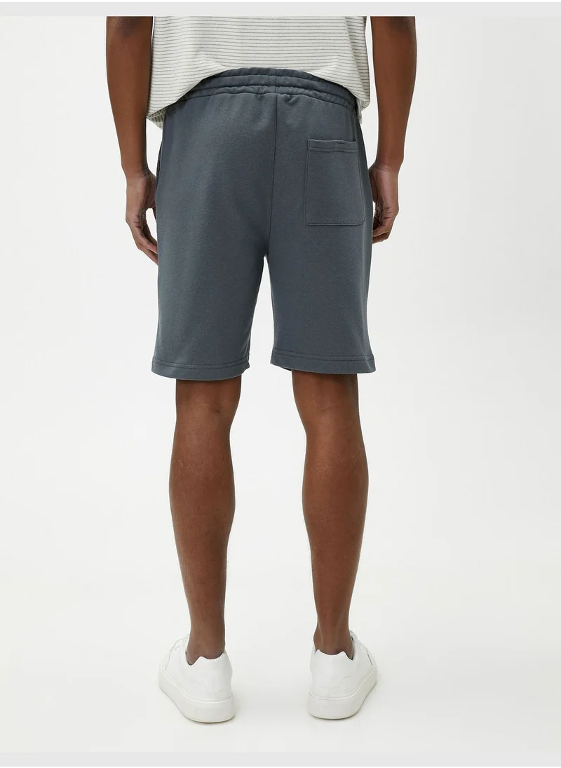 KOTON Drawstring Shorts Tag Printed Pocket Detailed