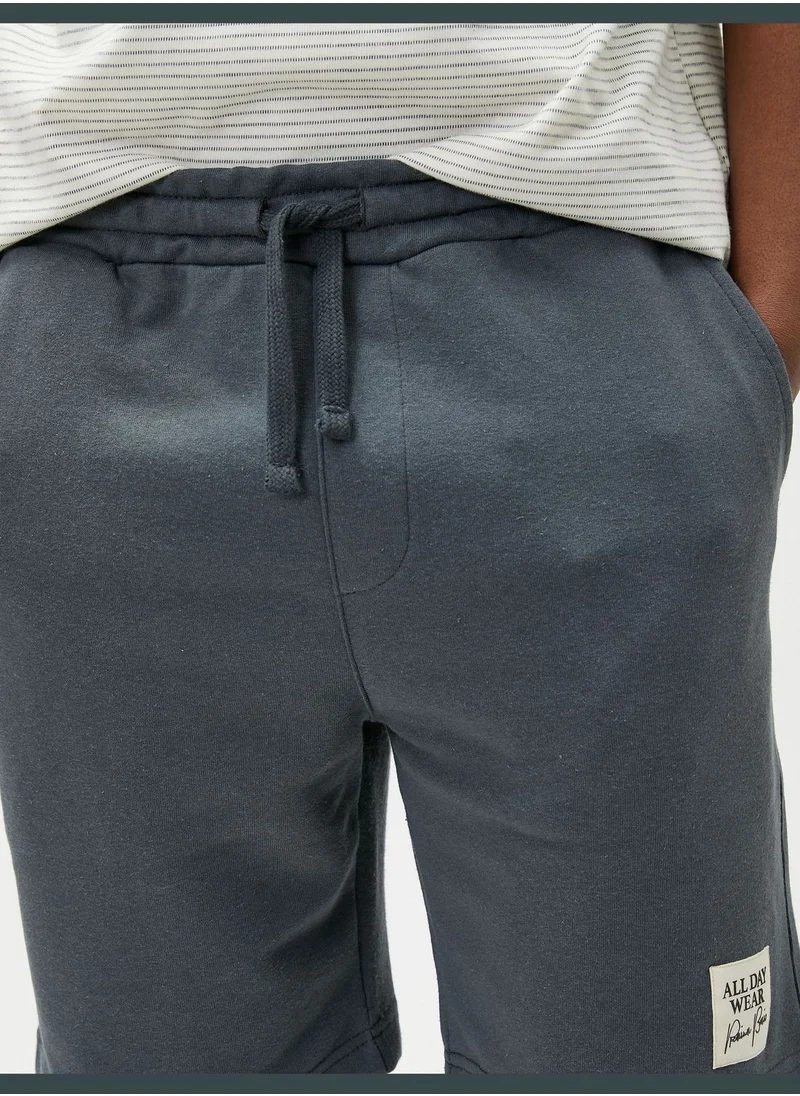KOTON Drawstring Shorts Tag Printed Pocket Detailed