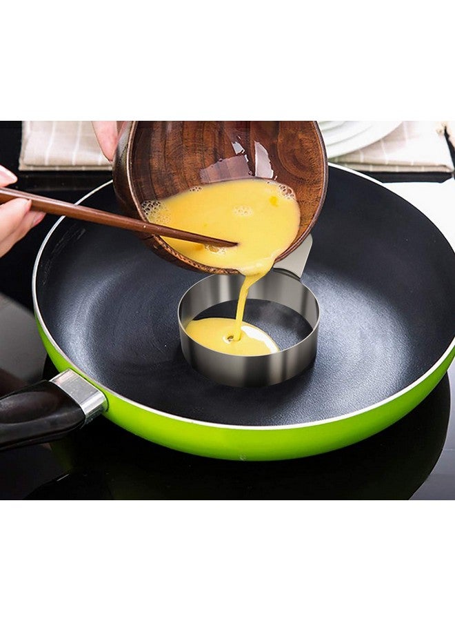 Dynore Stainless Steel Set of 2- Round and Sqaure Egg/Pancake Ring with Handle - Image 3