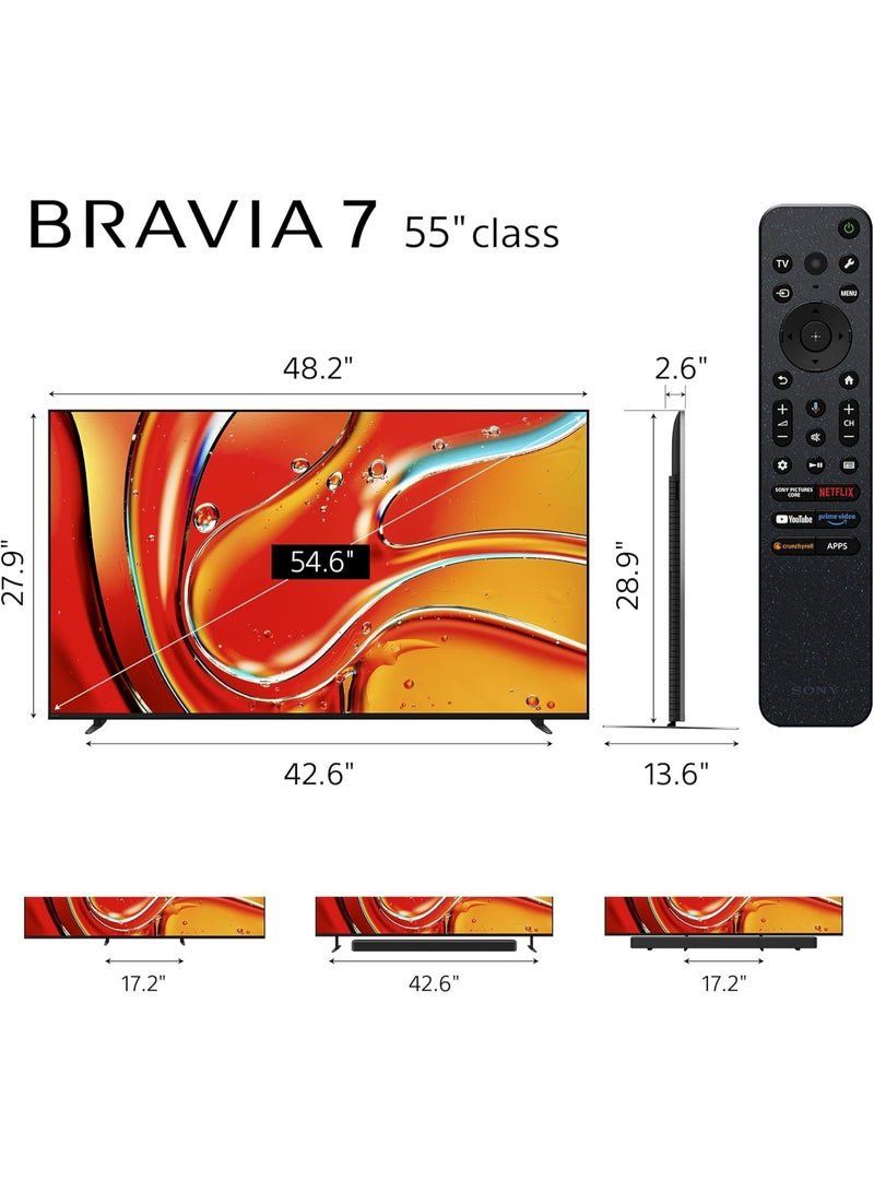 Sony 55 Inch BRAVIA 7 Mini LED QLED 4K HDR Google TV (2024 Model) with XR Backlight Master Drive, Dolby Vision & Atmos, IMAX Enhanced, Voice Zoom 3, HDMI 2.1, AirPlay & Chromecast – XR Motion Clarity, Smart TV K-55XR70 Black - Image 2