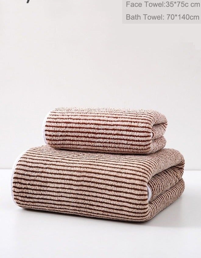 2-Piece Coral Fleece Towel Set for Adults, Quick Dry & Super Absorbent - 1 Bath Towel (70x140cm) & 1 Face Towel (35x75cm)