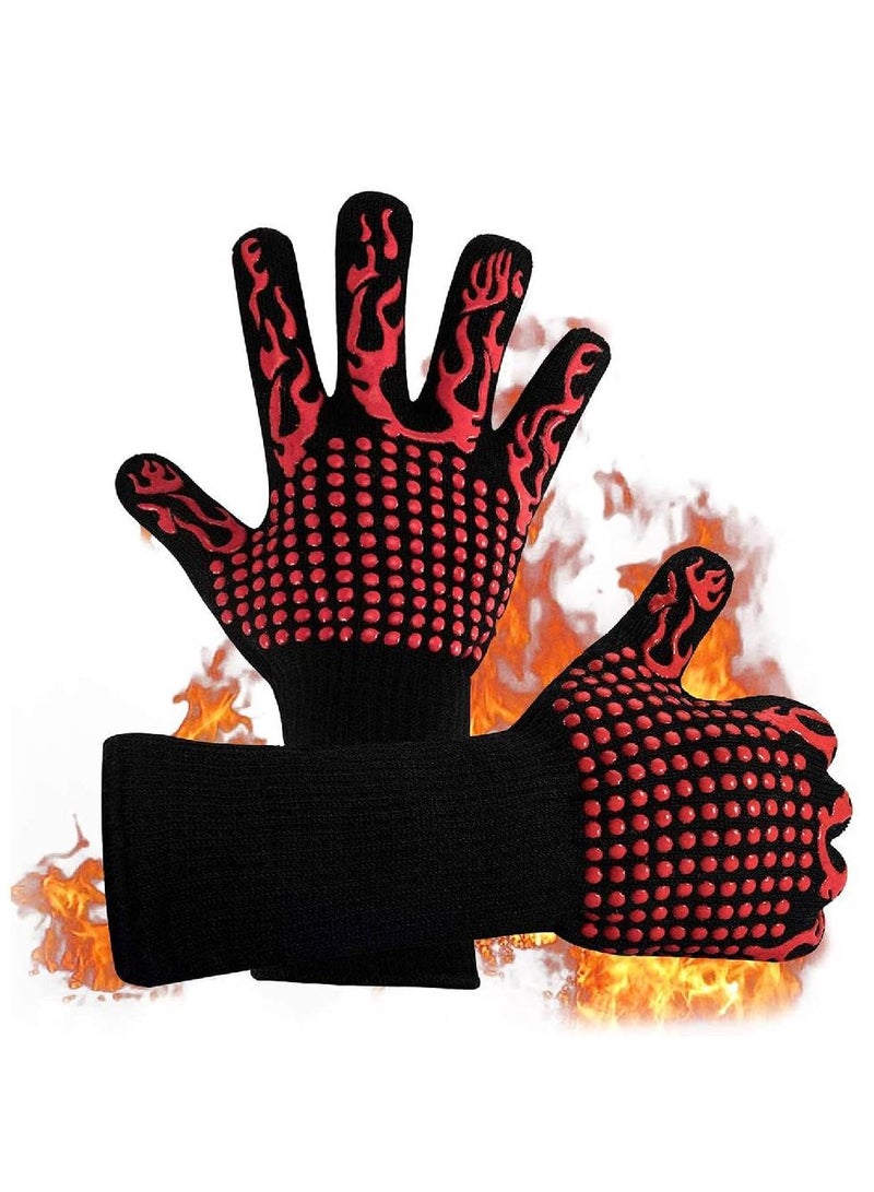 BBQ Gloves,1472℉(800℃) Extreme Heat Resistant Grill Gloves,14 inch Ultra-Long Wrist Cooking Gloves for Barbecue,Cooking  - Image 1