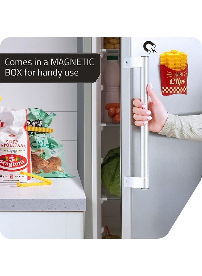Generic - Fries Shaped Bag Clips Set with Magnets, Plastic Heavy Duty Air Tight Food Sealing Clips Packages Bag Clips, Creative Lovely Kitchen Accessories (Red+Yellow) - Image 1
