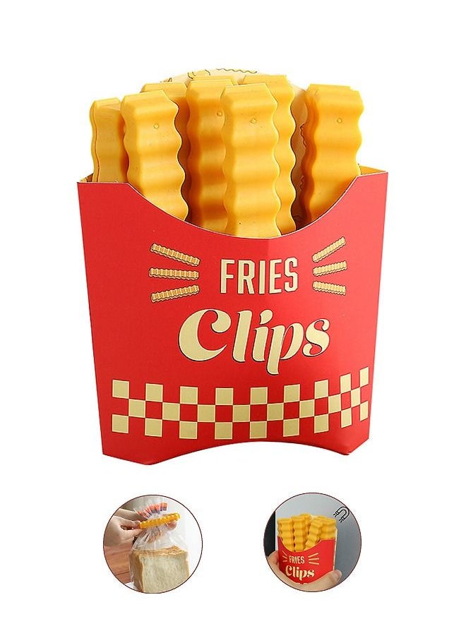 Generic - Fries Shaped Bag Clips Set with Magnets, Plastic Heavy Duty Air Tight Food Sealing Clips Packages Bag Clips, Creative Lovely Kitchen Accessories (Red+Yellow) - Image 1