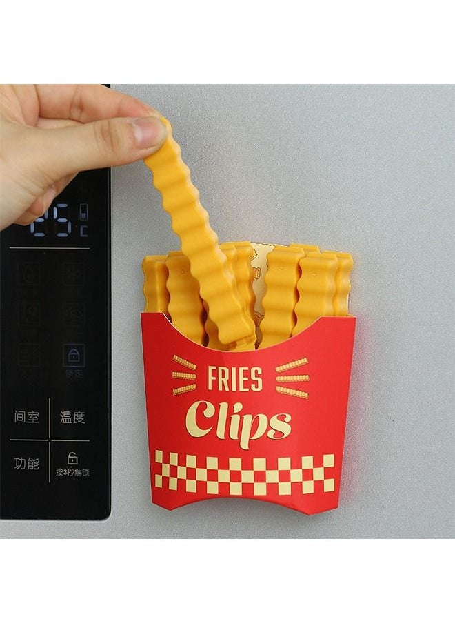 Generic - Fries Shaped Bag Clips Set with Magnets, Plastic Heavy Duty Air Tight Food Sealing Clips Packages Bag Clips, Creative Lovely Kitchen Accessories (Red+Yellow) - Image 1