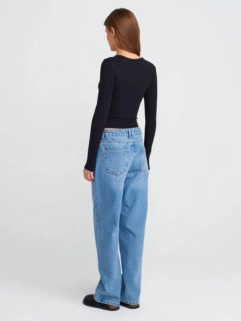ديلفين Dilvin High-Waist Straight-Leg Cotton Denim Jeans