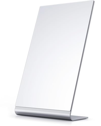 NEZZOE Frameless Makeup Mirror, 12" Length Aluminum Desk Mirror, Vanity Mirror for Counter, Bedroom, Bathroom, Dorm - Image 1