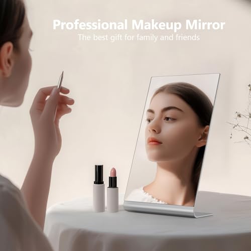 NEZZOE Frameless Makeup Mirror, 12" Length Aluminum Desk Mirror, Vanity Mirror for Counter, Bedroom, Bathroom, Dorm - Image 4