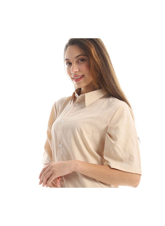 Andora - Casual Printed Collared Neck Blouse - Image 1