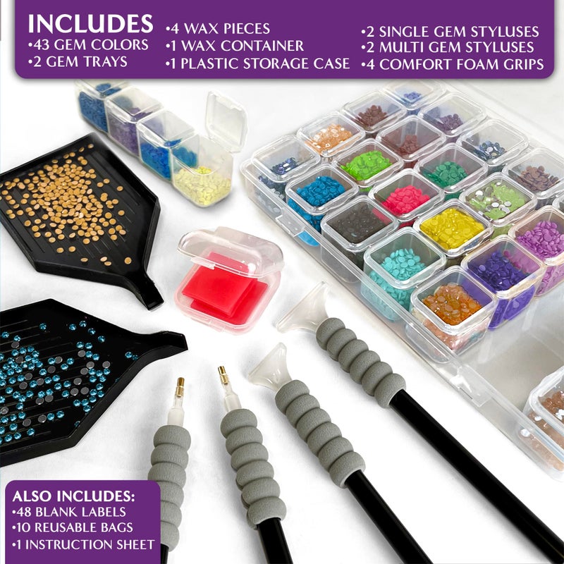 ArtSkills Diamond Painting Kit, Diamond Art Ready to Hang Framed Canvas with Storage and Accessory Kit, Highland Cow, 3 Stretched Canvas Panels, 14â€ x 7â€ Each - Image 3
