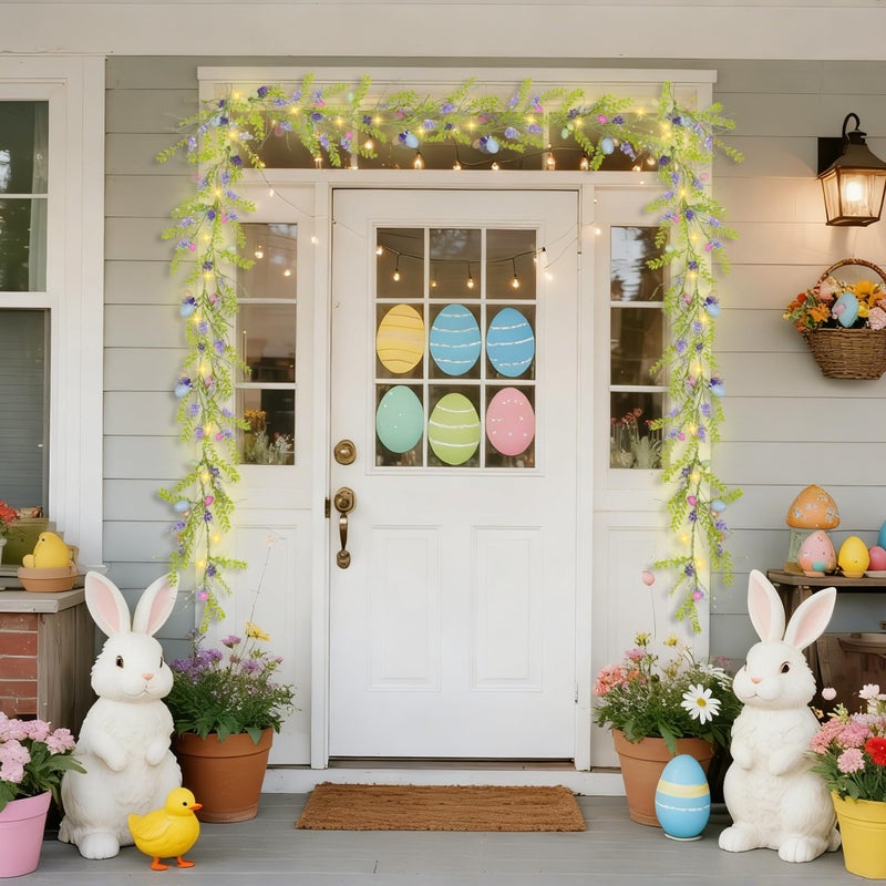 DR.DUDU 6 FT Easter Decorations for Home Lighted Easter Garland Artificial Egg Garlands with 20 LED Lights & Timer Spring Decor for Mantle Fireplace Table Door - Image 3