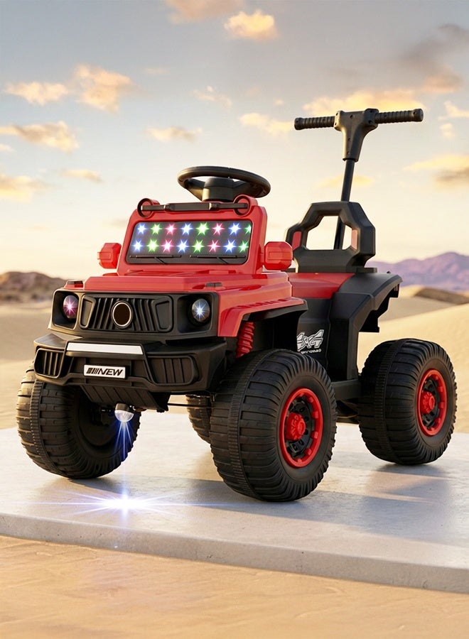 BAYBEE TorQX Childrens Electric Ride on Jeep for Kids, Baby Ride on Car with Music, Led Lights, Parental Push Handle & Foot Accelerator | Childrens Electric Car | Baby Battery Operated Jeep for Kids Toddlers Boys Girls 2 to 5 Years Red - Image 1