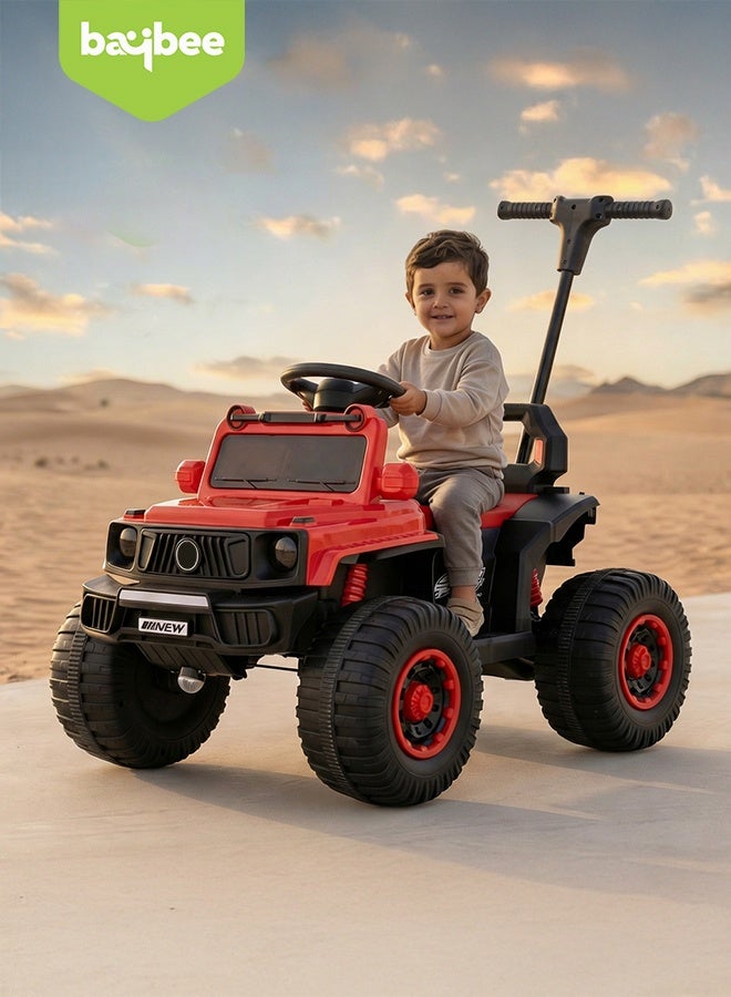 BAYBEE TorQX Childrens Electric Ride on Jeep for Kids, Baby Ride on Car with Music, Led Lights, Parental Push Handle & Foot Accelerator | Childrens Electric Car | Baby Battery Operated Jeep for Kids Toddlers Boys Girls 2 to 5 Years Red - Image 2
