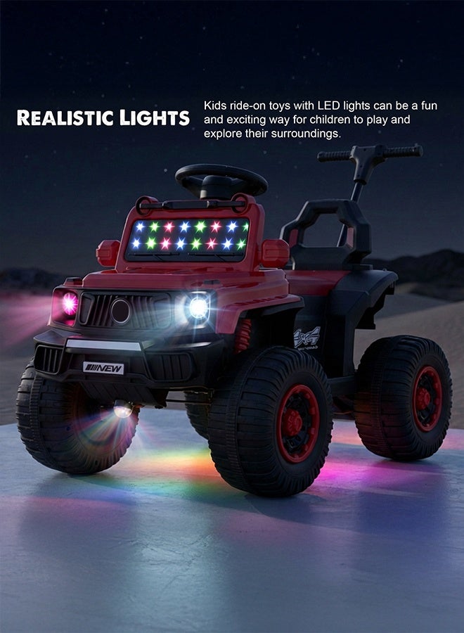 BAYBEE TorQX Childrens Electric Ride on Jeep for Kids, Baby Ride on Car with Music, Led Lights, Parental Push Handle & Foot Accelerator | Childrens Electric Car | Baby Battery Operated Jeep for Kids Toddlers Boys Girls 2 to 5 Years Red - Image 3