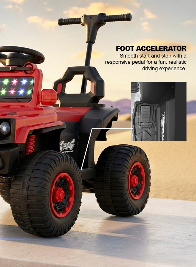 BAYBEE TorQX Childrens Electric Ride on Jeep for Kids, Baby Ride on Car with Music, Led Lights, Parental Push Handle & Foot Accelerator | Childrens Electric Car | Baby Battery Operated Jeep for Kids Toddlers Boys Girls 2 to 5 Years Red - Image 5