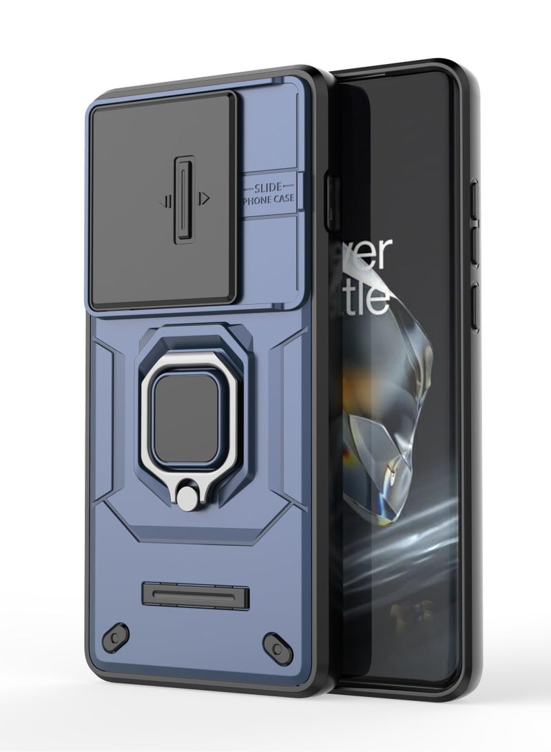 SYOSI حافظة لهاتف OnePlus 12 5G حماية عسكرية مع حماية العدسة حامل مغناطيسي للحافظة الهاتف طبقة مزدوجة حماية ثقيلة درع متين حماية كاملة 360° باللون الأزرق - Image 5