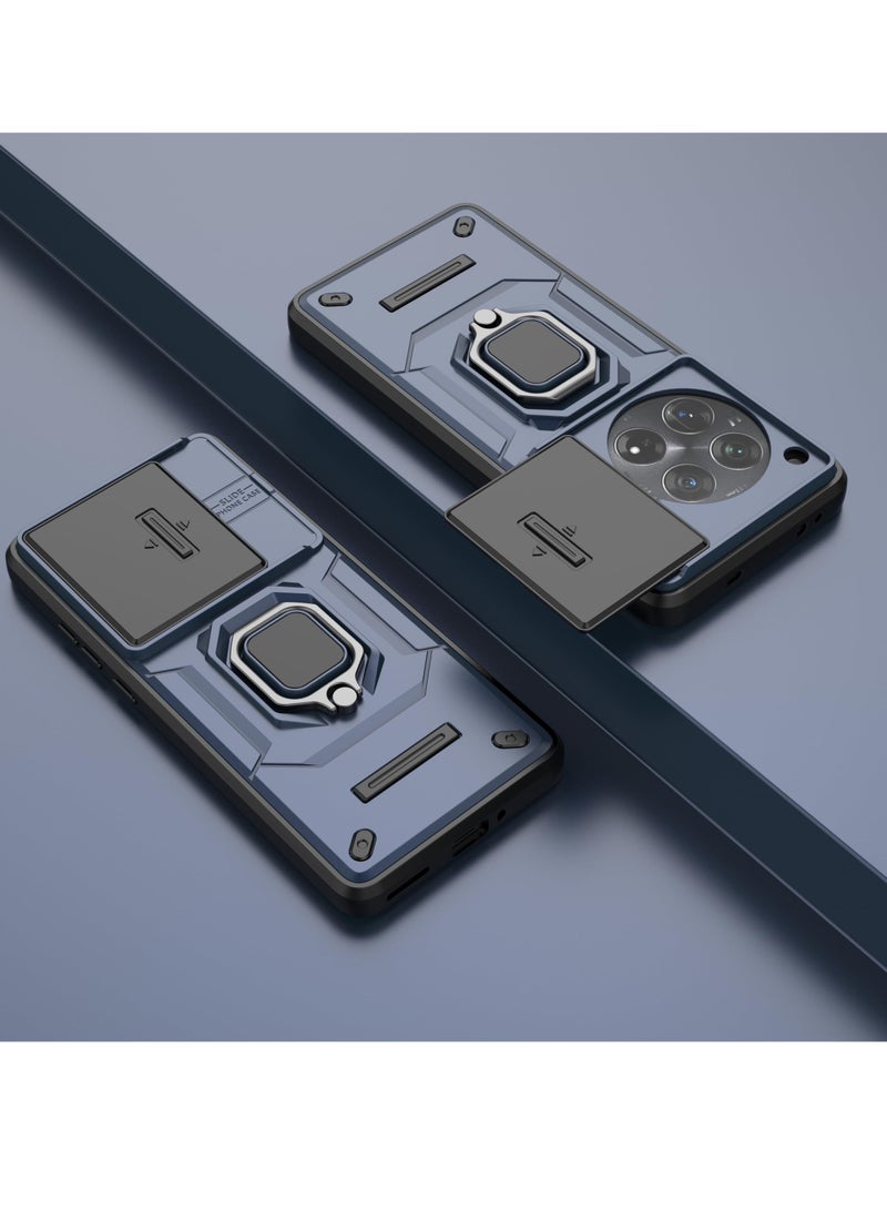 SYOSI حافظة لهاتف OnePlus 12 5G حماية عسكرية مع حماية العدسة حامل مغناطيسي للحافظة الهاتف طبقة مزدوجة حماية ثقيلة درع متين حماية كاملة 360° باللون الأزرق - Image 2
