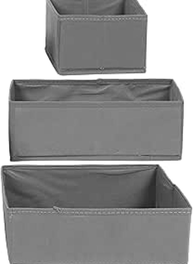 Underwear Storage Box Drawer Organizer Set 3pcs Wear Resistant Grey Non Woven Fabric - Image 1