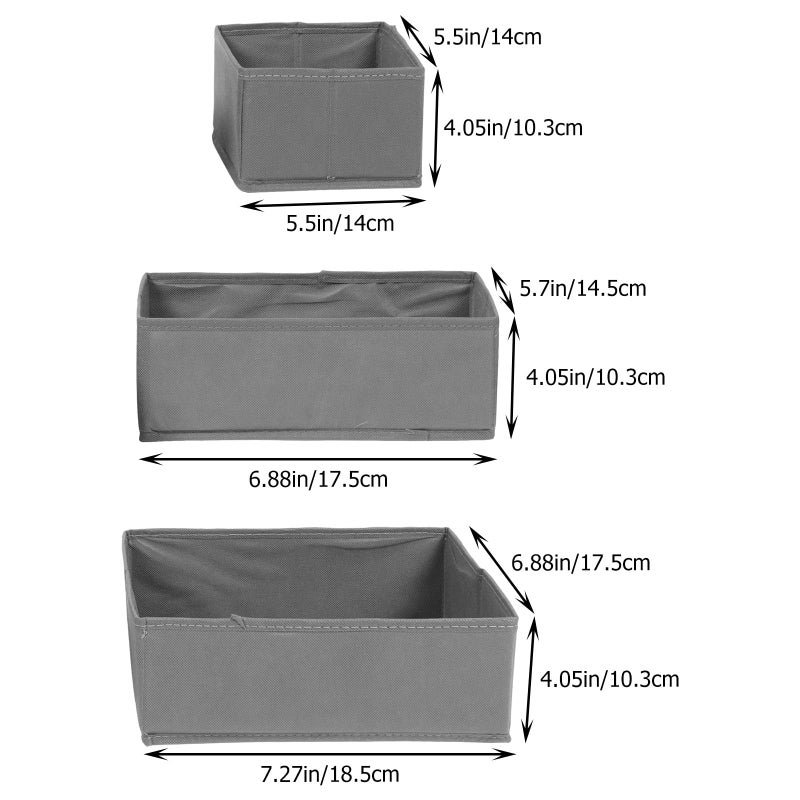 Underwear Storage Box Drawer Organizer Set 3pcs Wear Resistant Grey Non Woven Fabric - Image 3