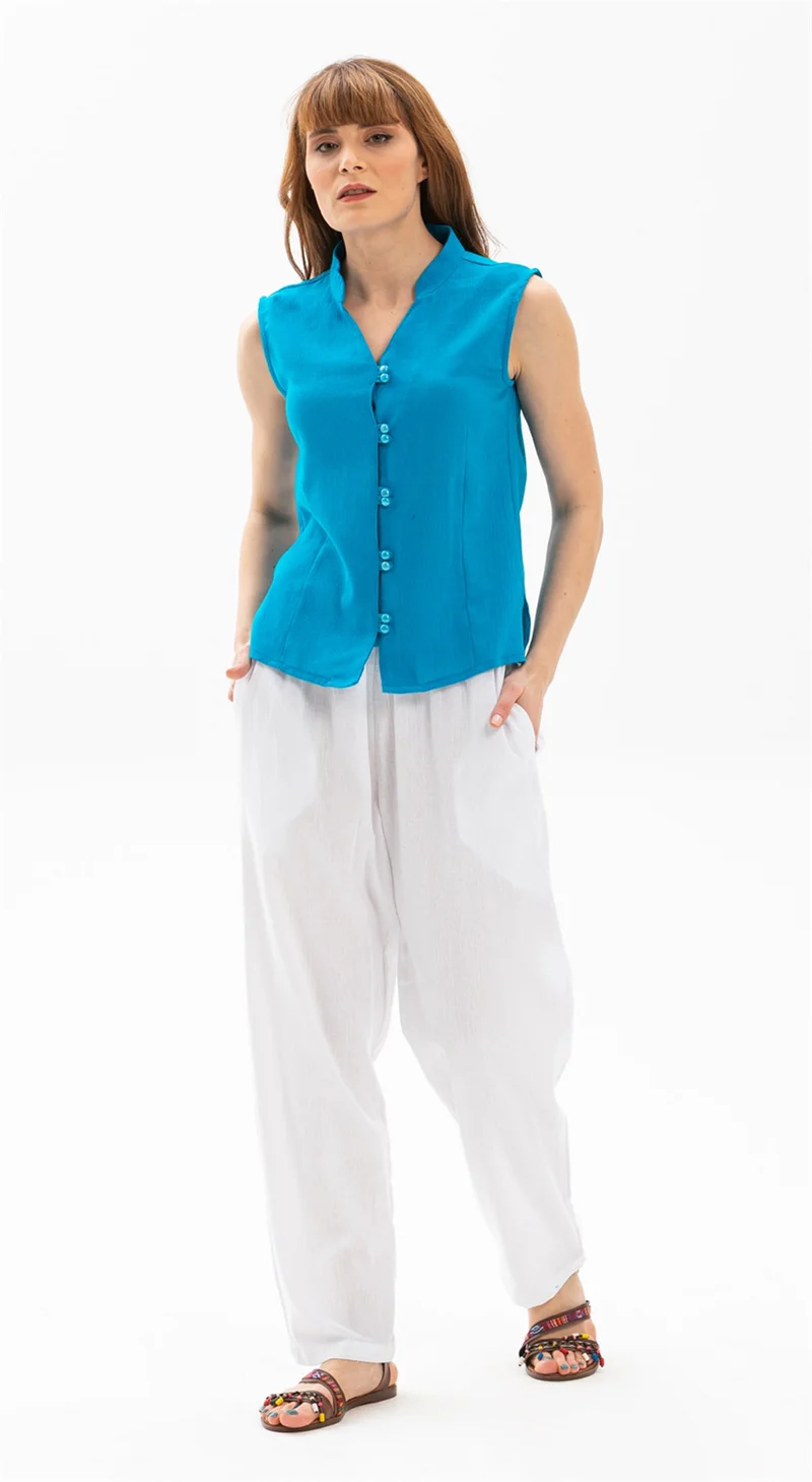 Eliş Şile Bezi Şile Bezi Unisex Şalvar Pantolon Beyaz Byz