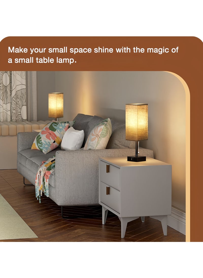 OHAHO - Black Bedroom Table Lamp - Bedside Lamps for Nightstand, Minimalist Pull Chain Lamps with USB A and C Charging Ports, Desk Lamps for Dorm Kids Room（Gifts included：Three-color corn light bulb） - Image 1