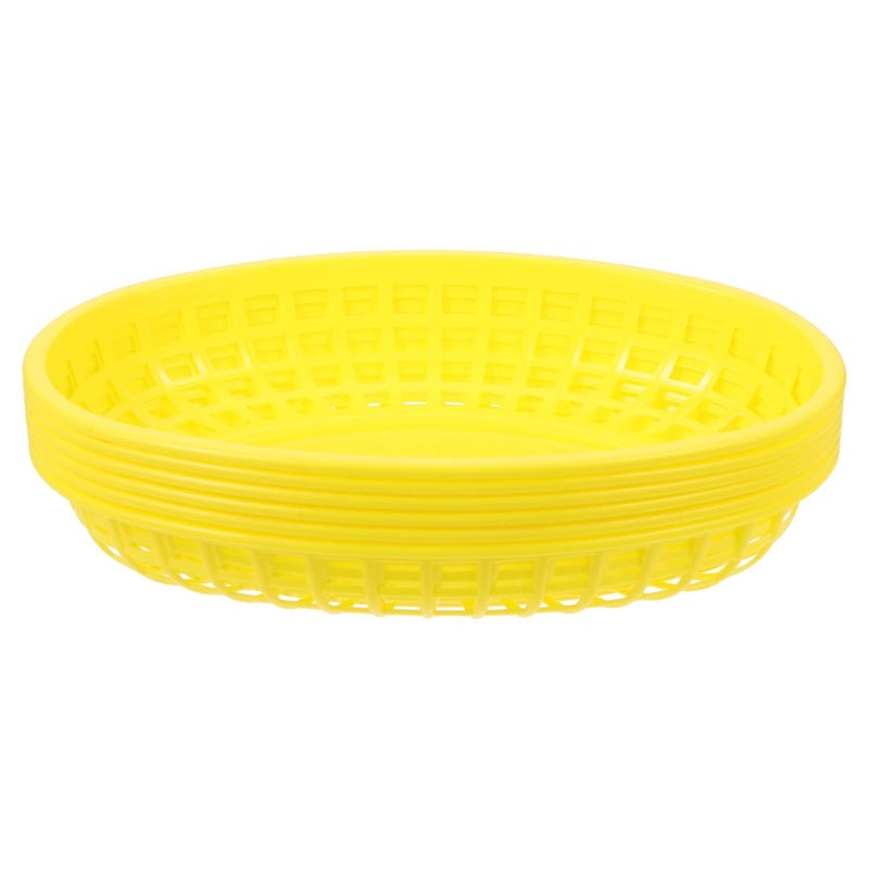 6 Pcs Yellow Plastic Oval Snack Baskets For Serving Fries Fruit Bread Kitchen Restaurant - Image 2