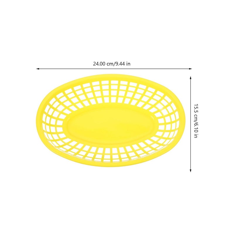 6 Pcs Yellow Plastic Oval Snack Baskets For Serving Fries Fruit Bread Kitchen Restaurant - Image 3