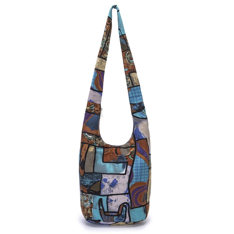 Coton Pose Women Shoulder Handbags Fashion canvas Hippie Crossbody Bags Bohemian Animal Prints Hobo Bags (Sky blue) - Image 1