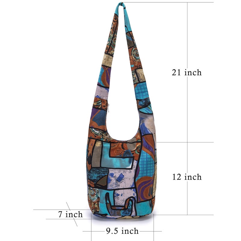 Coton Pose Women Shoulder Handbags Fashion canvas Hippie Crossbody Bags Bohemian Animal Prints Hobo Bags (Sky blue) - Image 3
