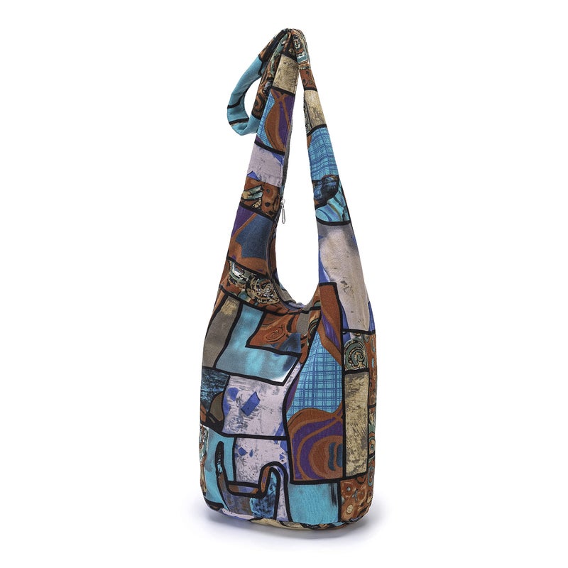 Coton Pose Women Shoulder Handbags Fashion canvas Hippie Crossbody Bags Bohemian Animal Prints Hobo Bags (Sky blue) - Image 2