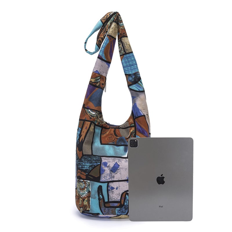 Coton Pose Women Shoulder Handbags Fashion canvas Hippie Crossbody Bags Bohemian Animal Prints Hobo Bags (Sky blue) - Image 4