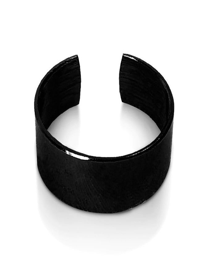 Bigwheels Black Color Unisex Stylish Trending Stainless Steel Adjustable Open-Cuff Plain Thin Funky Thumb/Toe/Knuckle Finger Band Ring (Free Size) - Image 1
