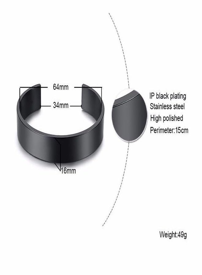 Bigwheels Black Color Unisex Stylish Trending Stainless Steel Adjustable Open-Cuff Plain Thin Funky Thumb/Toe/Knuckle Finger Band Ring (Free Size) - Image 2