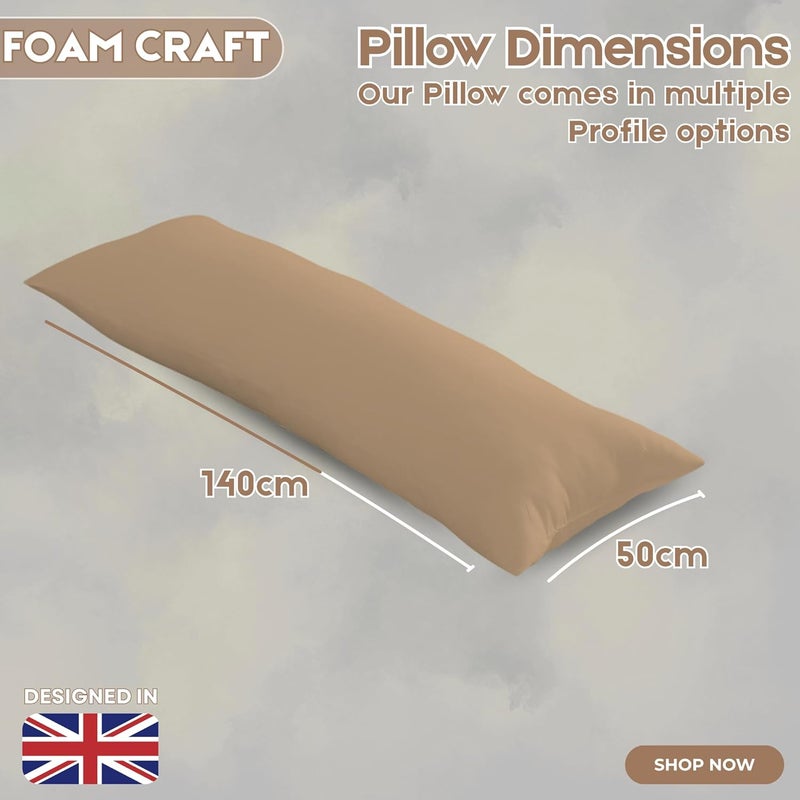 FOAM CRAFT® Full Body Long Pillow with Cotton Cover - Beige, 50 x 140 cm - Image 2