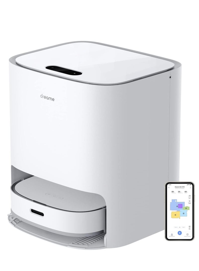 Robot Vacuum Cleaner and Mop W10 ,Sweeping, Mopping, Washing and Drying 4in1, Robotic Vacuum with Superb Lidar Navigation, 4000Pa Strong Suction for Pet Hair, Hard Floor, Carpet-White