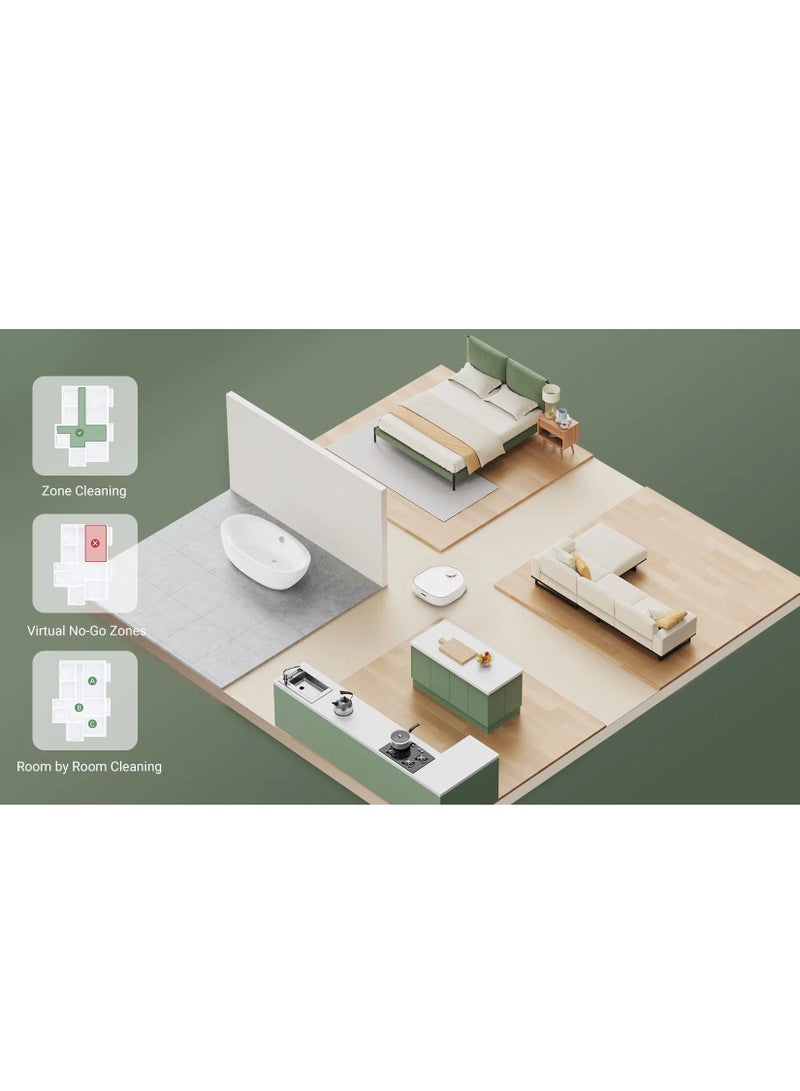 Robot Vacuum Cleaner and Mop W10 ,Sweeping, Mopping, Washing and Drying 4in1, Robotic Vacuum with Superb Lidar Navigation, 4000Pa Strong Suction for Pet Hair, Hard Floor, Carpet-White