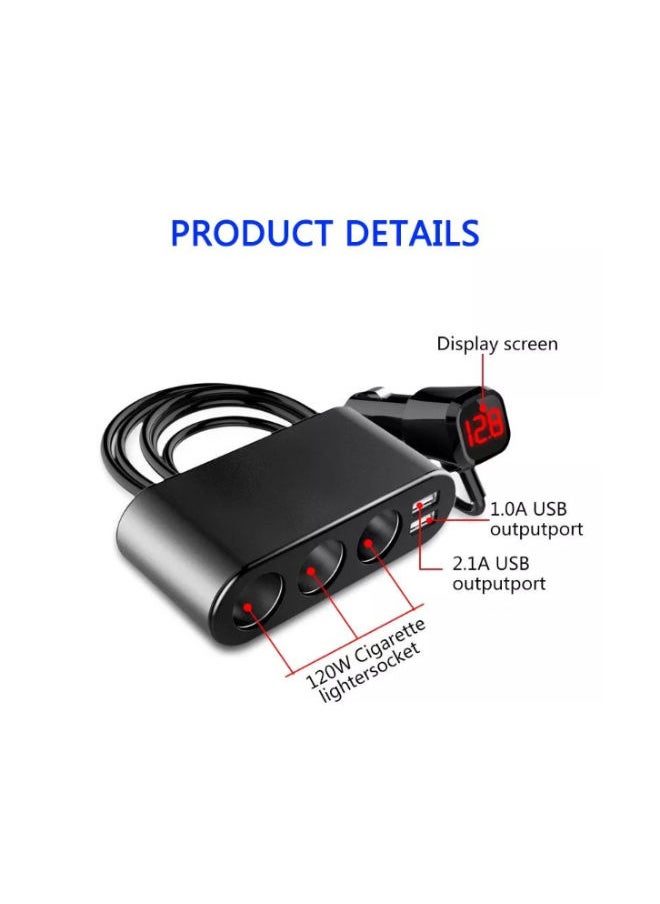 Earldom - Multi-Function Car Charger cigarette lighter splitter Earldom CS2 (2USB 3.1A) Multi-Function Car Charger - Image 1