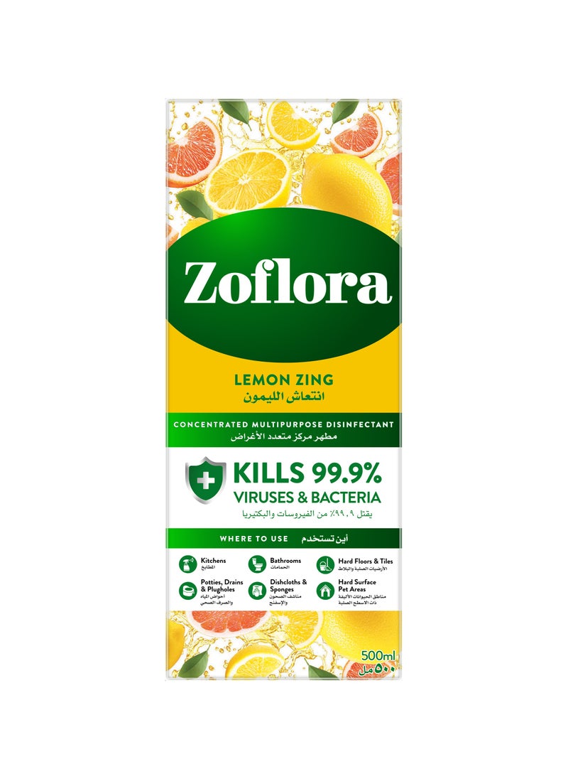 Zoflora Concentrated Disinfectant Lemon Zing 500ml  - Image 1