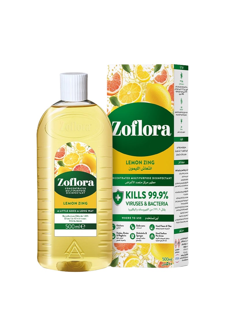 Zoflora Concentrated Disinfectant Lemon Zing 500ml  - Image 1