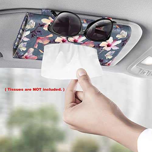 CaseBot Car Visor Tissue Holder, Sun Visor Napkin Holder, Mask Holder for Car, PU Leather Backseat Tissue Box for Car Truck SUV, Blooming Hibiscus - Image 2